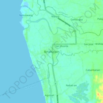 Binalbagan地形图、海拔、地势