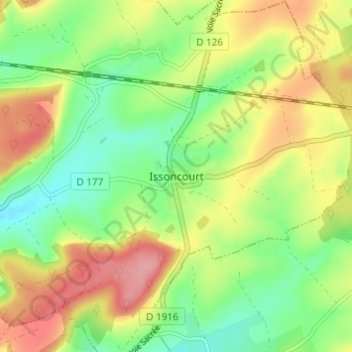 Issoncourt地形图、海拔、地势