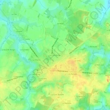 La Croix Rouge地形图、海拔、地势