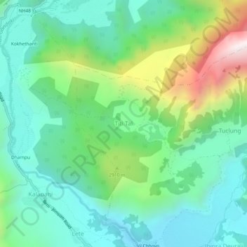Titi Tal地形图、海拔、地势