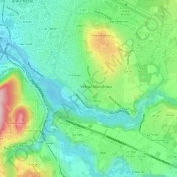 Vers Bu地形图、海拔、地势