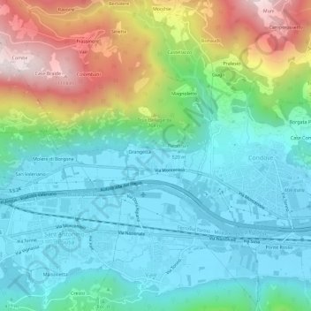 Poisatto地形图、海拔、地势