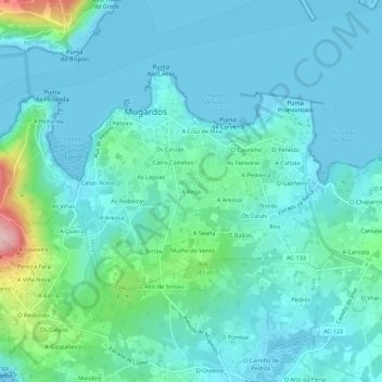 A Rega地形图、海拔、地势