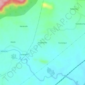 Kadambera地形图、海拔、地势