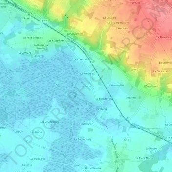 La Porte地形图、海拔、地势