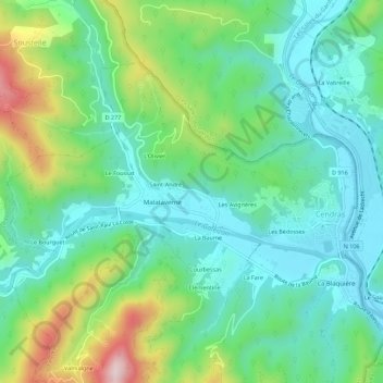 Le Rat地形图、海拔、地势