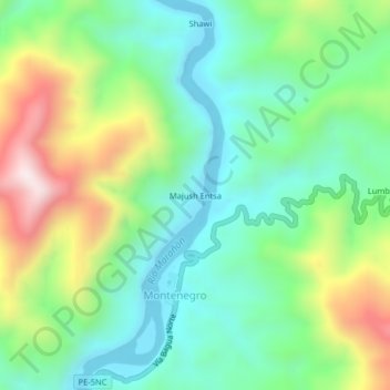 Majush Entsa地形图、海拔、地势