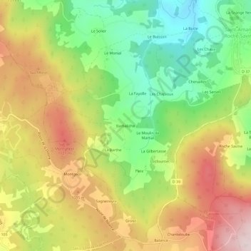 Barbaliche地形图、海拔、地势