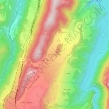 Les Condamines地形图、海拔、地势