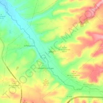 Malgrat地形图、海拔、地势