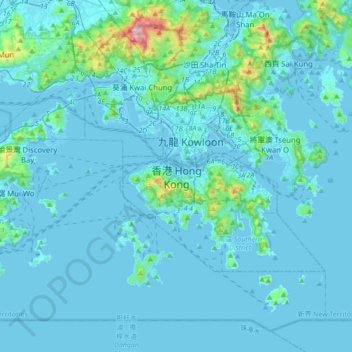 Hongkong地形图、海拔、地势
