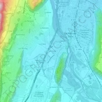 Le Pont Rouge地形图、海拔、地势