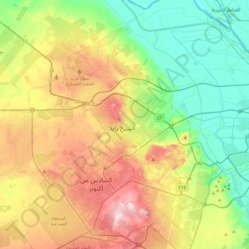 الشيخ زايد地形图、海拔、地势