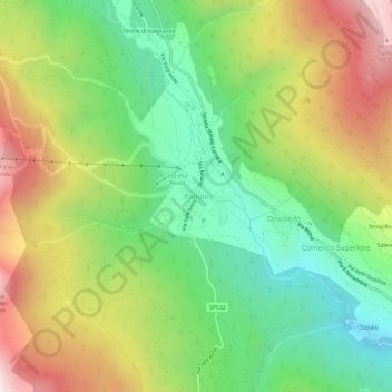 Padola地形图、海拔、地势