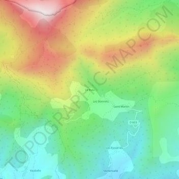 Le Riau地形图、海拔、地势