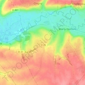 Gomont地形图、海拔、地势