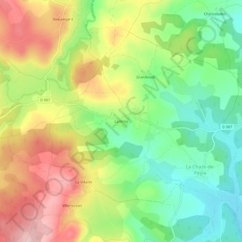 Lasbros地形图、海拔、地势