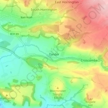 Dinder地形图、海拔、地势