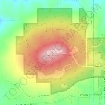Blue Mounds地形图、海拔、地势