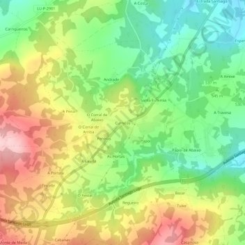 Currelos地形图、海拔、地势