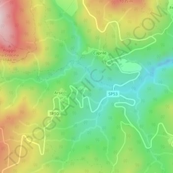 Il Poggio地形图、海拔、地势