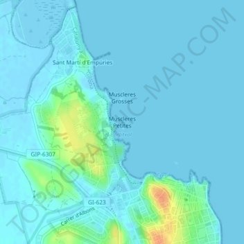 Muscleres Petites地形图、海拔、地势