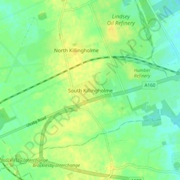 South Killingholme地形图、海拔、地势