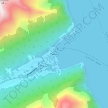 Sæbø地形图、海拔、地势