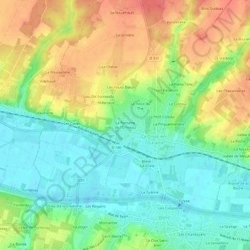 La Fontaine de l'Ormeau地形图、海拔、地势