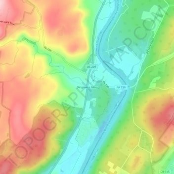Dingmans Ferry地形图、海拔、地势