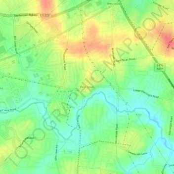East Texas地形图、海拔、地势
