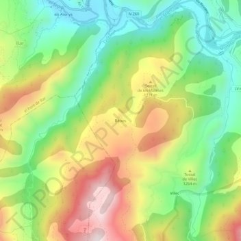 Béixec地形图、海拔、地势