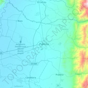 Palmira地形图、海拔、地势
