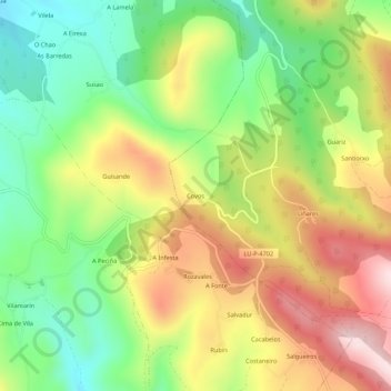 Covos地形图、海拔、地势