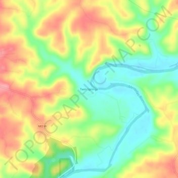 Twin Springs地形图、海拔、地势