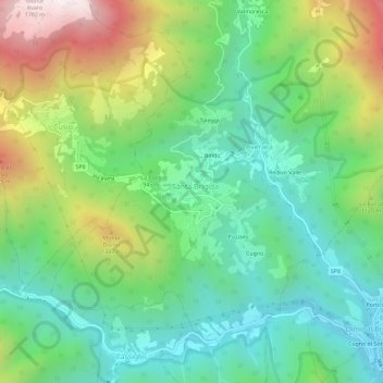Colla - Muggiasca地形图、海拔、地势