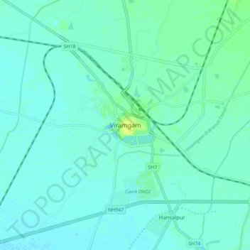 Viramgam地形图、海拔、地势