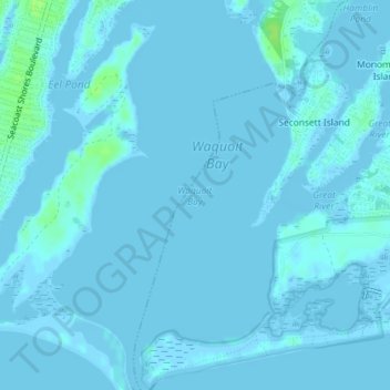 Waquoit Bay地形图、海拔、地势