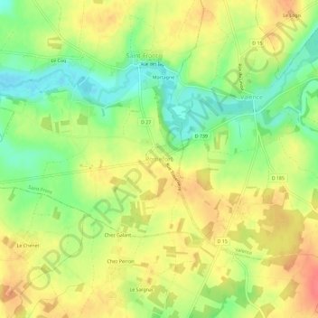 Romefort地形图、海拔、地势