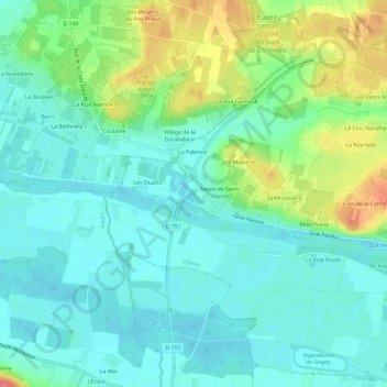 Les Épinettes地形图、海拔、地势