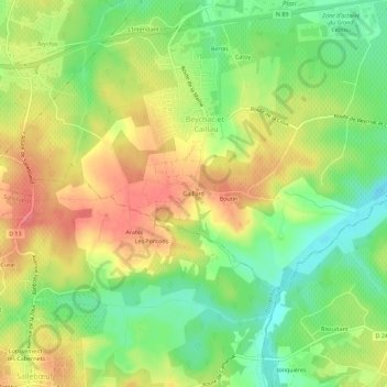 Gaillard地形图、海拔、地势