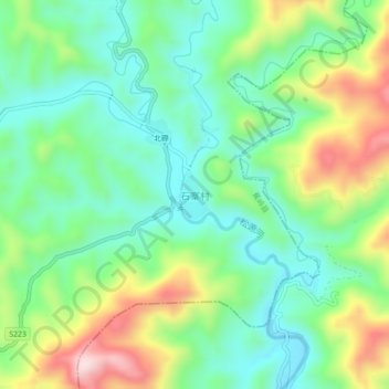 石寨村地形图、海拔、地势