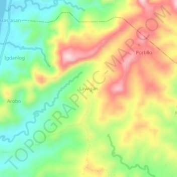 Lawigan地形图、海拔、地势