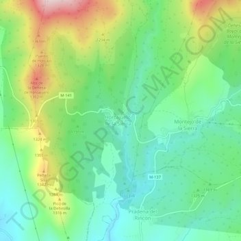Horcajuelo de la Sierra地形图、海拔、地势