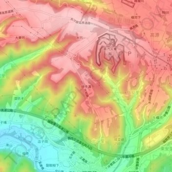 拱子溝地形图、海拔、地势