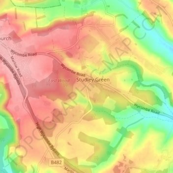 Horsleys Green地形图、海拔、地势