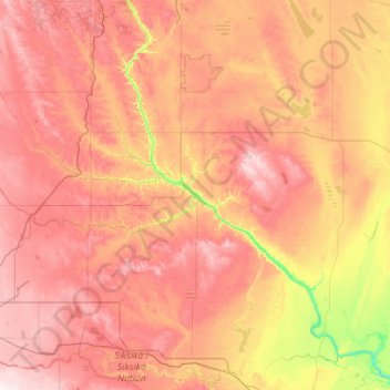 Drumheller (town)地形图、海拔、地势