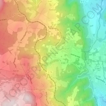 Mas d'Argnat地形图、海拔、地势