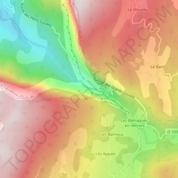 Grands Goulets地形图、海拔、地势