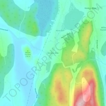 Monkton Boro地形图、海拔、地势